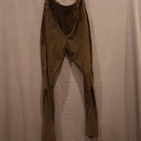 NWT Lauren Ralph Lauren Black Label Goat Suede High-Rise Boot Pants – Dark Olive - Picture 6 of 15